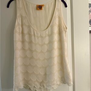 Tory Burch Cream Silk Blouse With Overlay! Like New!